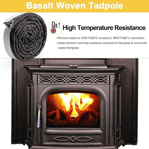 Adviace 1-00-10050 Stove Door Tadpole Gasket with Self Adhesive for Harman Accentra 52i Insert Pellet Stoves and Harman TL300, Oakleaf, TLC-2000 Wood Stoves, 1-00-10025 Harman Gasket 1 1/2'' x 5FT.