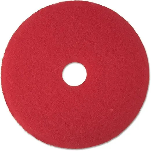 3M 08390 Red Buffer Floor Pads 5100 Low-Speed 15" 5/Carton