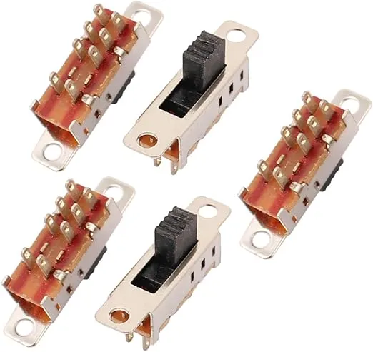 uxcell 5Pcs 3 Position 8P DPDT Panel Mount Micro Slide Switch Latching Toggle Switch