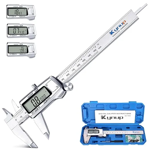 Kynup Digital Caliper, Caliper Measuring Tool, Micrometer Dial Vernier Caliper Digital, Full Turn Off, Stainless Steel, Switch from Inch Metric Fraction (6Inch/150MM)