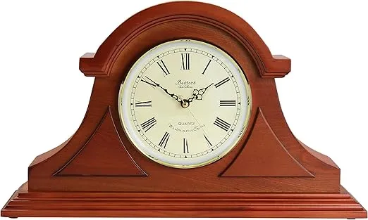 Bedford Clock Collection Mahogany Cherry Mantel Clock with Chimes