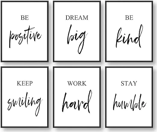 GIFTSFARM Inspirational Wall Art, Motivational Office Wall Art for Living room and Bedroom, Office Decor (Set of 6, 8X10in, Unframed)