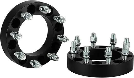8x6.5 Wheel Adapters, 2" 8x165.1 for Chevy 1988-2000 C-2500 C-3500 K-2500 K-3500 Pickup, Forged 8 Lug Wheel Spacers with 14x1.5 Studs 126.15mm Bore 2PCS