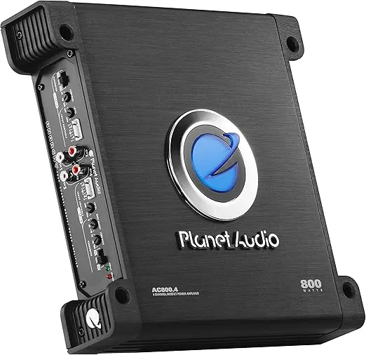 Planet Audio AC800.4 4 Channel Class A/B Car Amplifier - 800 High Output, High/Low Level Inputs, High/Low Pass Crossover, Hook to Subwoofer for Bass