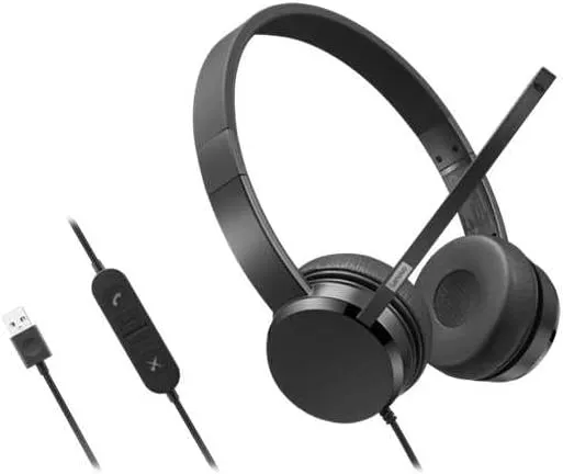 Lenovo USB-A Wired Stereo On-Ear Headset [with Control Box]