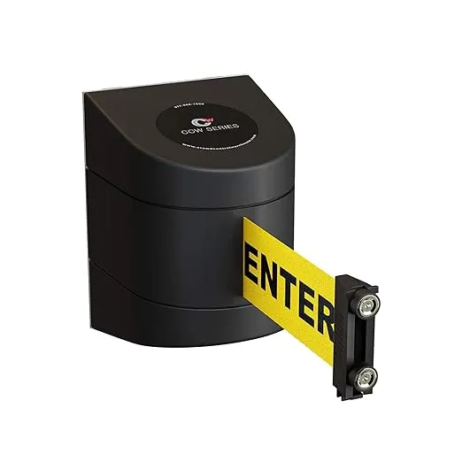 Crowd Control Warehouse - CCW Series WMB-220 Magnetic Wall Mount Retractable Belt Barrier - 15 Foot, Caution Do Not Enter Belt with Black ABS Case