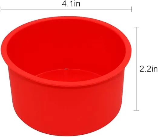 Silicone Cake Mold Baking Pan Round 4 Inch Non-Stick Bakeware Pan Reusable Cake Pan, Red, Set of 6