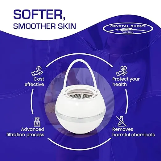Crystal Quest White Bath Ball Water Filter – Reduces Contaminants for Softer, Smoother Skin - BPA Free