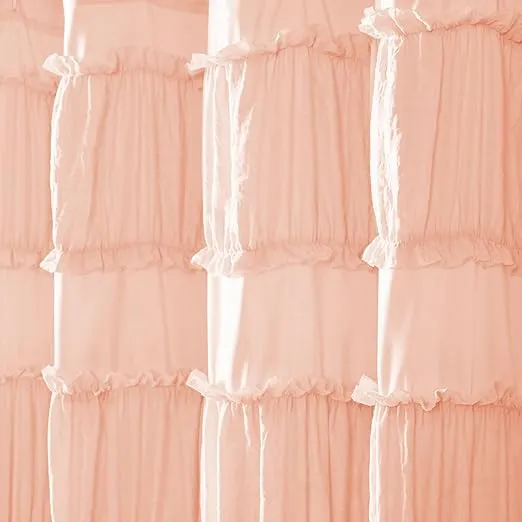 Lush Decor Nova Ruffle Shower Curtain, 72" x 72", Blush