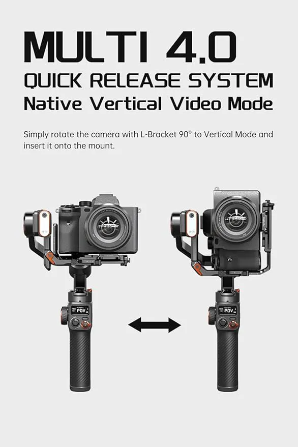 Hohem iSteady MT2 Kit Camera Stabilizer with AI Tracker/Magnetic Fill Light, All in One 3-Axis Gimbal Stabilizer for Mirrorless Camera Smartphone Compact/Action Camera, Native Vertical Shooting