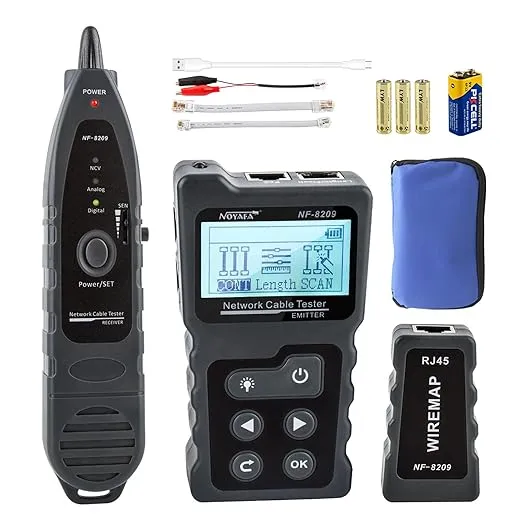 NOYAFA Advanced Network Cable Tester With PoE& NCV & Lamp For CAT5e/CAT6/CAT6a, Multifunction Wire Tracker Cable Tester For Tracker Underground Telephone Line Finder Home Repair