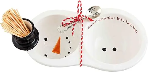 Mud Pie Christmas Double Set, dish 2 1/2" x 9" | spoon 3 1/2" | toothpick 3", White