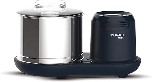 Tabakh Max 2-Liter Stone Wet Grinder with Atta Kneader & Coconut Scraper, 110V, Gray