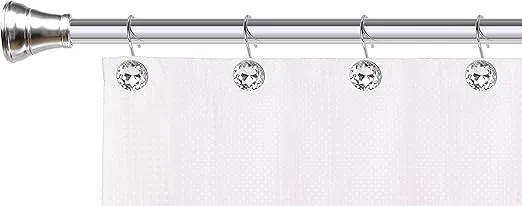 Utopia Alley Shower Hooks - Shower Curtain Rings for Bathroom - Rust Resistant Shower Curtain Hooks for Shower Curtain or Liner - Shower Curtain Rings with Crystal Design - Set of 12, Polished Chrome