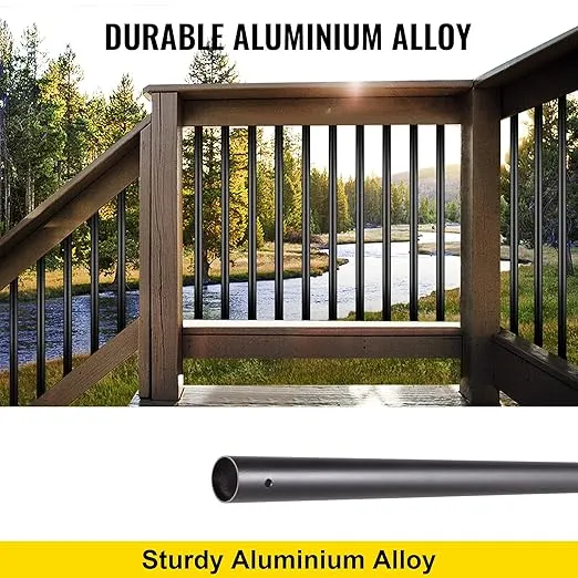VEVOR Deck Balusters, 36"x0.75" Metal Deck Spindles, 51 Pack Staircase Baluster with Screws, Aluminum Alloy Deck Railing for Wood and Composite Deck, Circle Baluster for Outdoor Stair Deck Porch