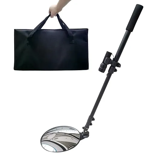 Best Under Vehicle Inspection Mirror – Security Mirror with Telescoping Handle and Mirror Angle Adjustment for Security Check Under Cars, Trucks, Equipments, Over Shelves and Corners
