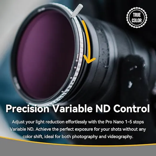 NiSi - 82mm Swift True Color ND-Vario, 1-5 Stops (ND2-ND32) Variable ND Filter, Waterproof Nano Coating Optical Glass, with Lens Filter Case and Lens Cap - Compatible with NiSi Swift System Filters