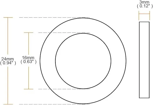 uxcell Rubber Flat Washers 24mm OD 16mm ID 3mm Thickness for Faucet Pipe Water Hose, Pack of 20