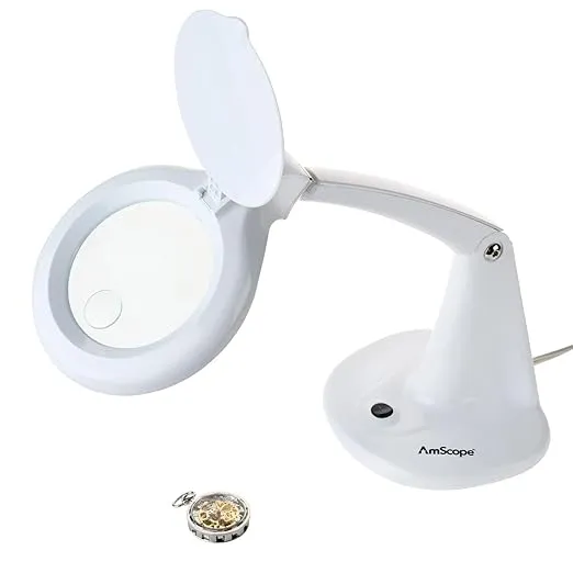 AmScope - 40 LED Adjustable Tabletop Magnifying Lamp with 4” Glass Lens and 1.75X and 4X Magnifications - MAGLED-8093-A