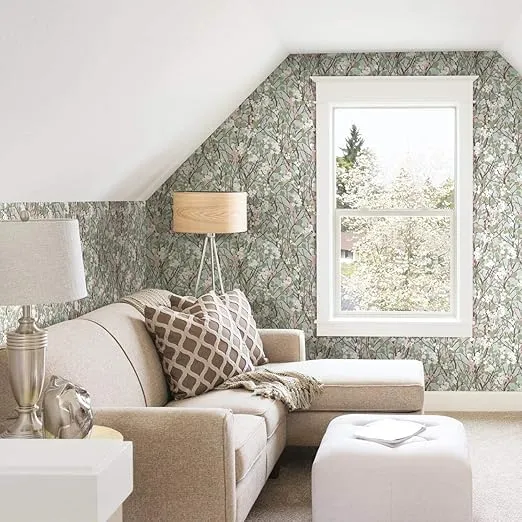 RoomMates RMK11424RL Green Willow Branch Peel and Stick Wallpaper
