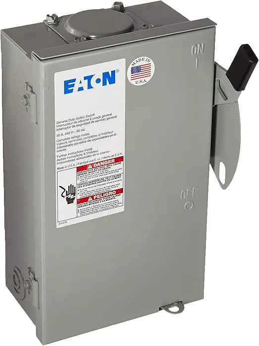 EATON CORPORATION Eaton Dg221Nrb Outdoor Safety Switch, 120/240V, 30-Amp, No Size, Gray