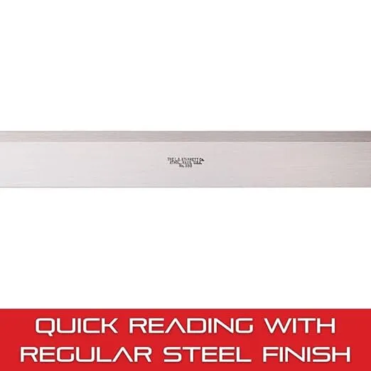 Starrett Steel Straight Edge with Bevel Edge, Not Graduated - 12" (300mm) Length, 11/64" (4.4mm) Thickness, 1-13/32" (36mm) Width,