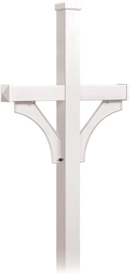Salsbury Industries 4872WHT Deluxe Mailbox Post 2 Sided for Mailboxes, In-Ground Mounted, White