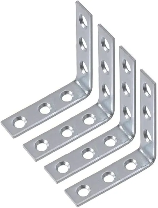 (4 Pack) 3" x 3" x .5" Zinc Plated Steel L Brackets