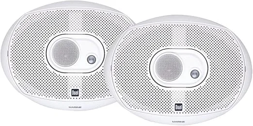 Dual Electronics DMS369 6 x 9 inch 3-Way Marine Speakers | 200 Watts Peak Power | Sold in Pairs | White | New