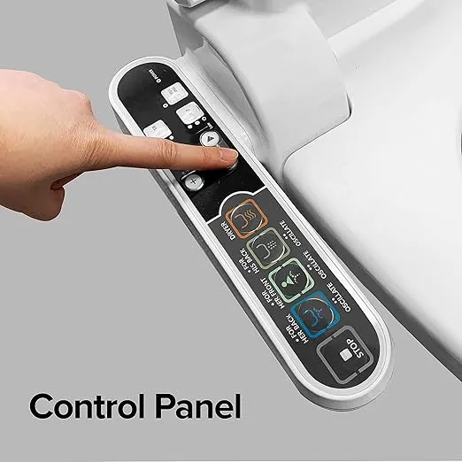 SmartBidet SB-2000WR Electric Bidet Toilet Seat with Heated Seating, Warm Air Dryer, Temperature Control Wash, and Control Panel, Round Seating