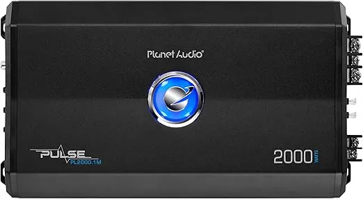 Planet Audio PL2000.1M Monoblock Car Amplifier - 2000 High Output, Low/High Level Inputs, Low Pass Crossover, MOSFET, Hook Up to Subwoofer for Bass