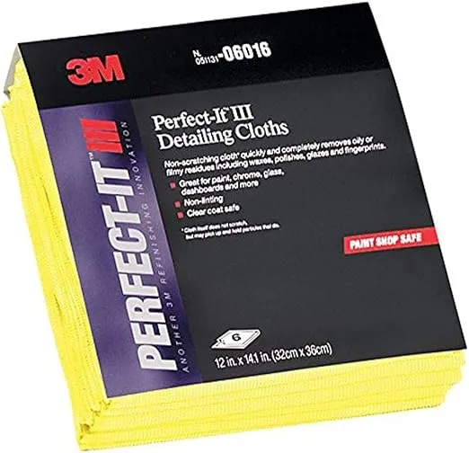 3M Perfect-It Non-Scratch Detailing Super Soft Cloths, Yellow, 6 Count