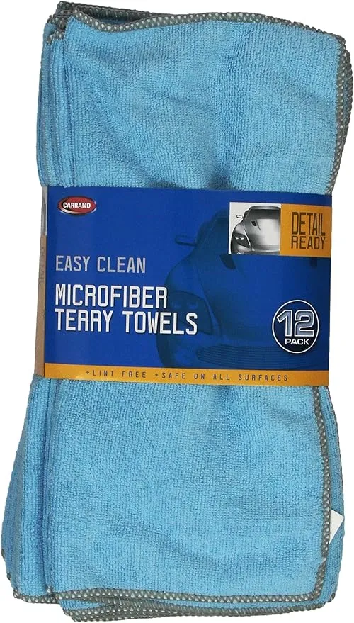 Carrand 45067 Microfiber Terry Towel (12-Pack) , Blue