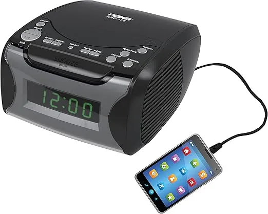 Digital Alarm Clock Radio with CD Player and USB Charge Port