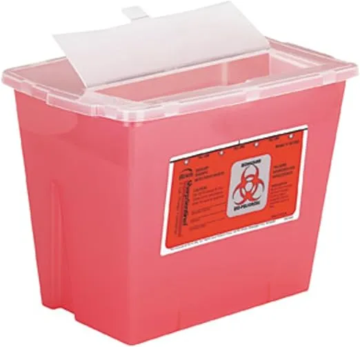 Impact Products 2-Gallon Sharps Waste Container, 10" x 9" x 7.3", Red, Translucent