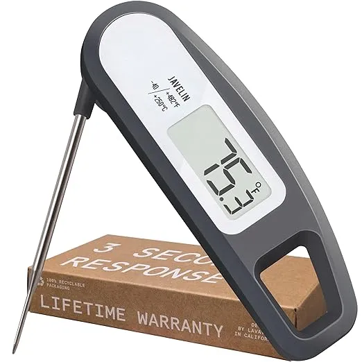 Lavatools Javelin® Ultra-Fast 2-Second Digital Instant Read Meat Thermometer for Grill and Cooking, 2.75" Probe, Compact Foldable Design, Large Display, IP65 Water Resistant, NSF Certified – Sesame