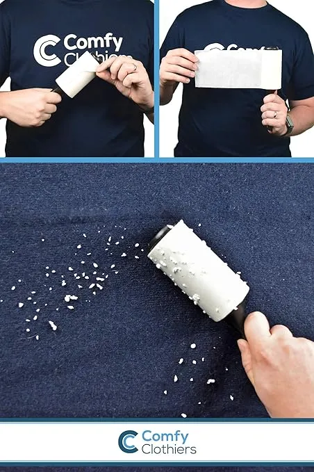 Sticky Tape Lint Roller for Clothes (5-pk) - Removes Dust & Lint from Clothing (350 Sheets Total - 5 Rolls with 70 Sheets Per Roll) by Comfy Clothiers
