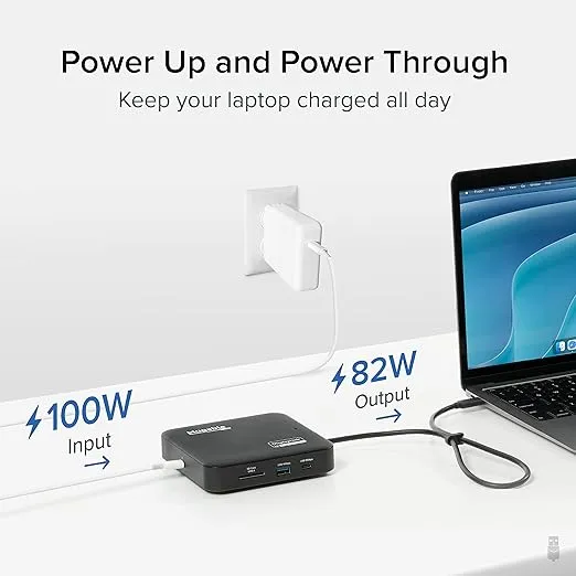 Plugable 7-in-1 USB C Docking Station Dual Monitor - Dual HDMI Dock is Compatible with Mac and Windows, USB4, Thunderbolt or USB-C, 100W PD, 2X HDMI, 1x USB-C, 1Gbps Ethernet, 1x USB 3.0, 1x SD Card