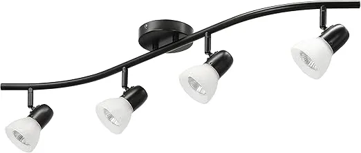 XiNBEi Lighting Track Lighting, 4 Light Modern Black Curved Kitchen Track Ceiling Light Fixtures XB-TR1223-4-MBK
