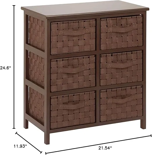 Honey-Can-Do Home Storage Woven strap 6 drawer chest brn, Brown, 30 lbs US