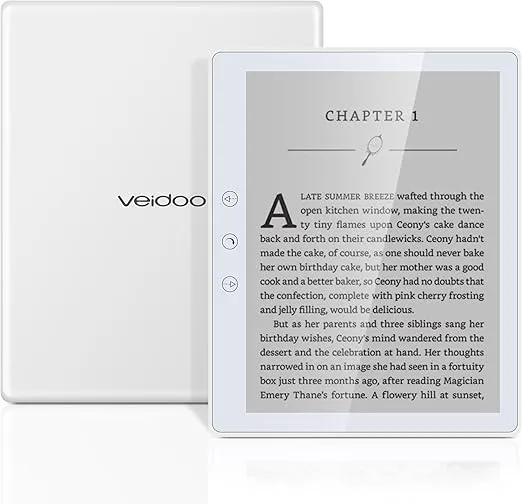 Veidoo 5.8 inch Ebook Reader, HD Touch Screen Carta E-Ink Technology, 32GB ROM(TF Card Expansion to 64G), WiFi, Long Endurance, Android E-Reader(White)