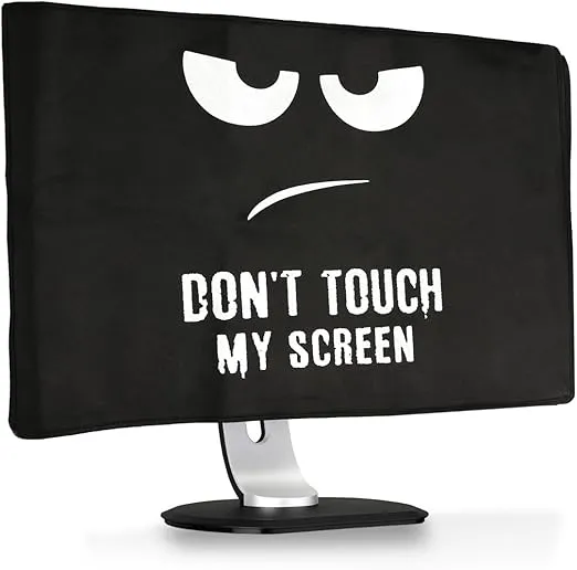 kwmobile Computer Monitor Cover Compatible with 24-26" monitor - Don't Touch My Screen White / Black