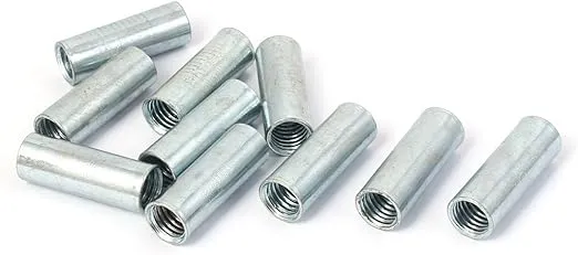 uxcell a16041400ux0830 Round Rod Coupling Nut M10 Female Thread Rod bar Stud Metal Round Coupling Connector Nuts 10 Pcs