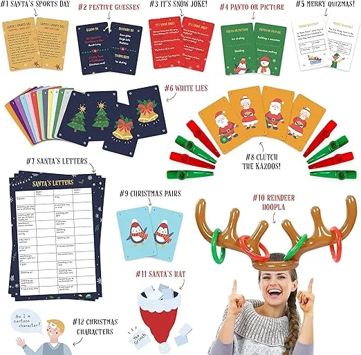 12 Games of Christmas - 12 Hilarious Holiday Games [Family Party Games Pack for Kids, Teens & Adults] - by Beat That! Game