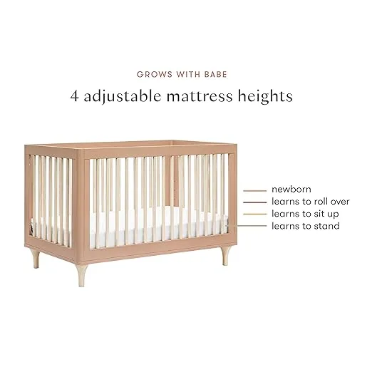 Babyletto Lolly 3-in-1 Convertible Crib with Toddler Bed Conversion Kit in Canyon/Washed Natural, Greenguard Gold Certified