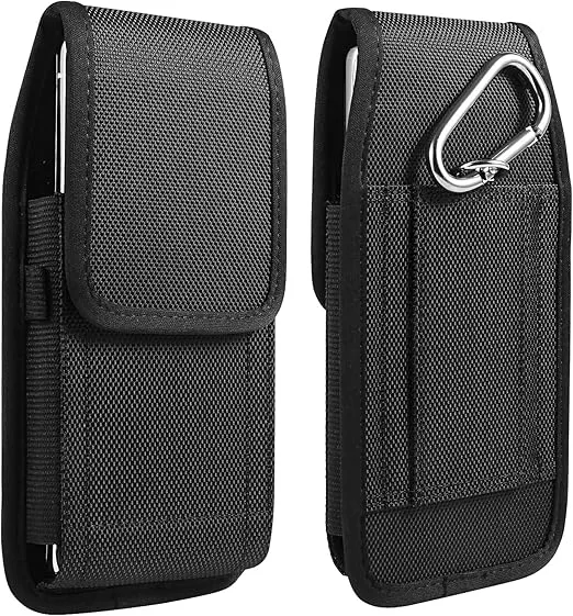 Men Nylon Cell Phone Holsters Case Belt Phone Holder Compatible for Samsung Galaxy S24 S23 Ultra S24+ S23+ Note 20 S23 FE A14 A15 A24 A34 A54 / Apple iPhone 15 14 13 Pro Max/TCL 30 SE/BLU View 3