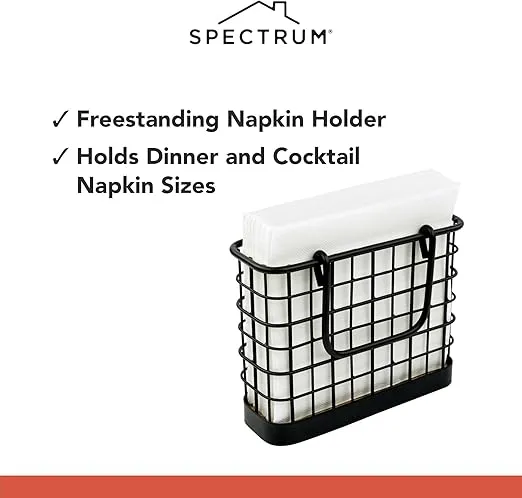 Spectrum Madison Napkin Holder for Storage and Dispensing Napkins, Perfect for Picnics, Cookouts, Kitchen Counters, Dining Room Table