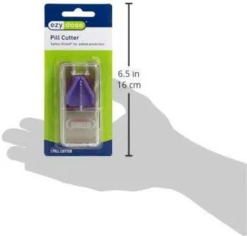 Ezy Dose Pill Cutter with Safety Shield, Daily Usage, Safely Cut Pills, Vitamins and Tablets, Accurate and Easy Cutting, Travel Sized, Color May Vary, BPA Free