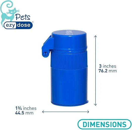 EZY DOSE Pet Pill Crusher and Cutter for Cats, Daily Usage, Safely Cuts and Crushes Pills, Vitamins and Tablets, Accurate and Easy Cutting, Great for Hiding Medication in Treats, Blue, BPA Free