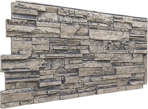Ekena Millwork PNU24X48CALG 48 5/8" W x 24 3/4" H x 1 1/4" D Cascade Stacked Stonewall Faux Stone Siding Panel, Linen Graphite, 8 Square Feet